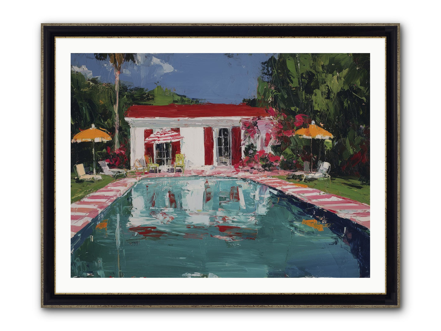Bordeaux Beach Club Framed Print - Black & Gold 40x30