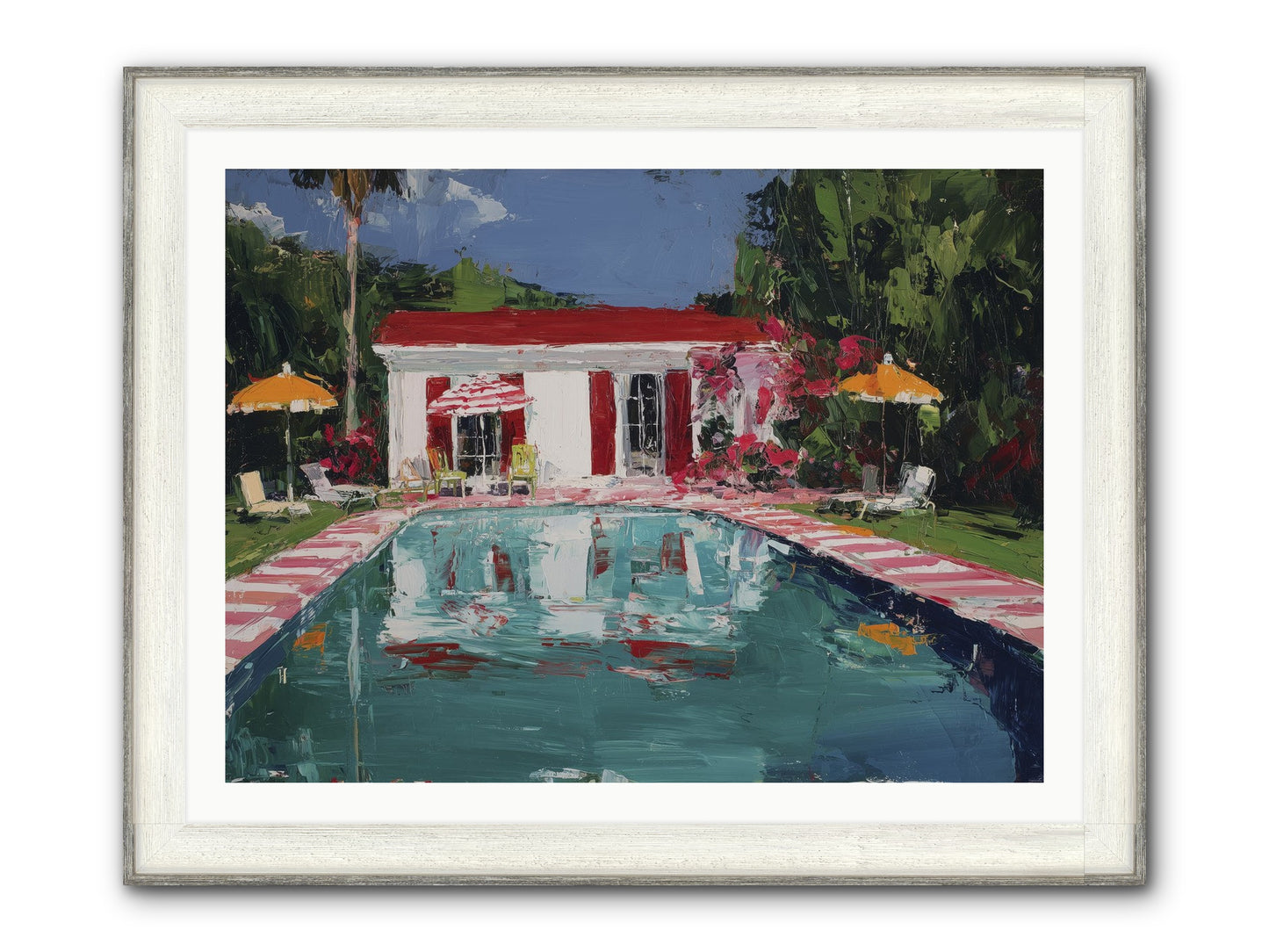 Bordeaux Beach Club Framed Print - Driftwood White 40x30