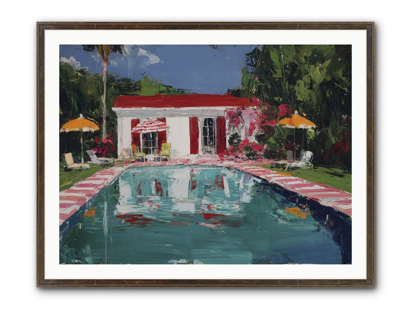 Bordeaux Beach Club Framed Print - Slimwoods Black/Gold 40x30