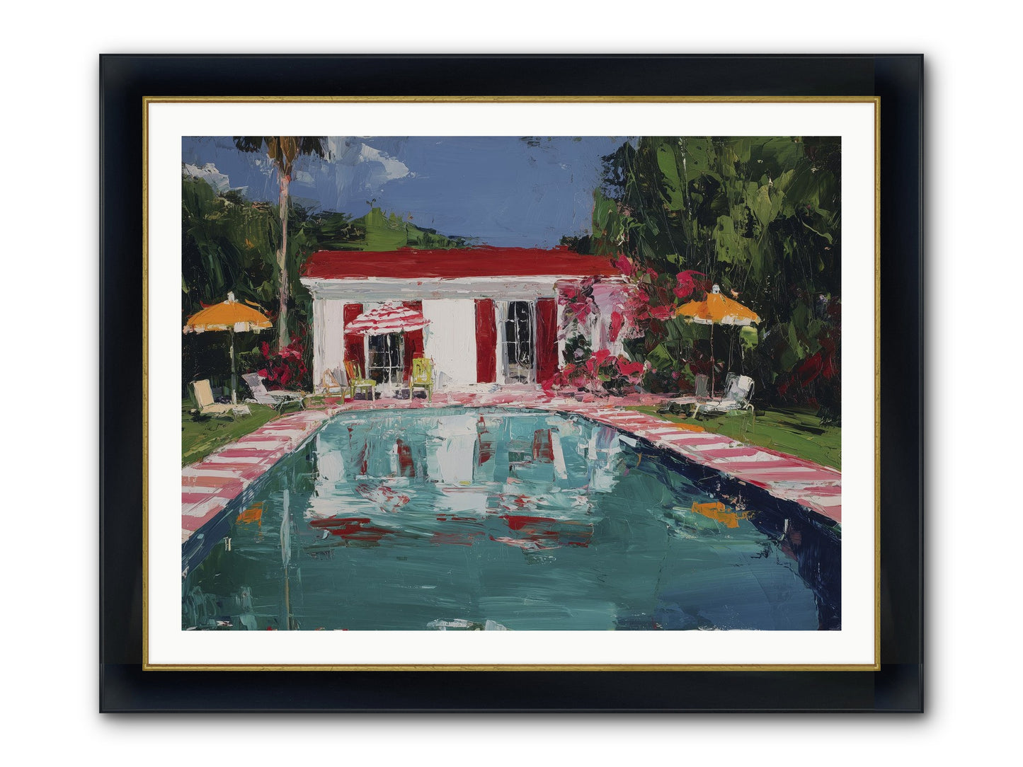Bordeaux Beach Club Framed Print - Wide Black w/Gold 40x30