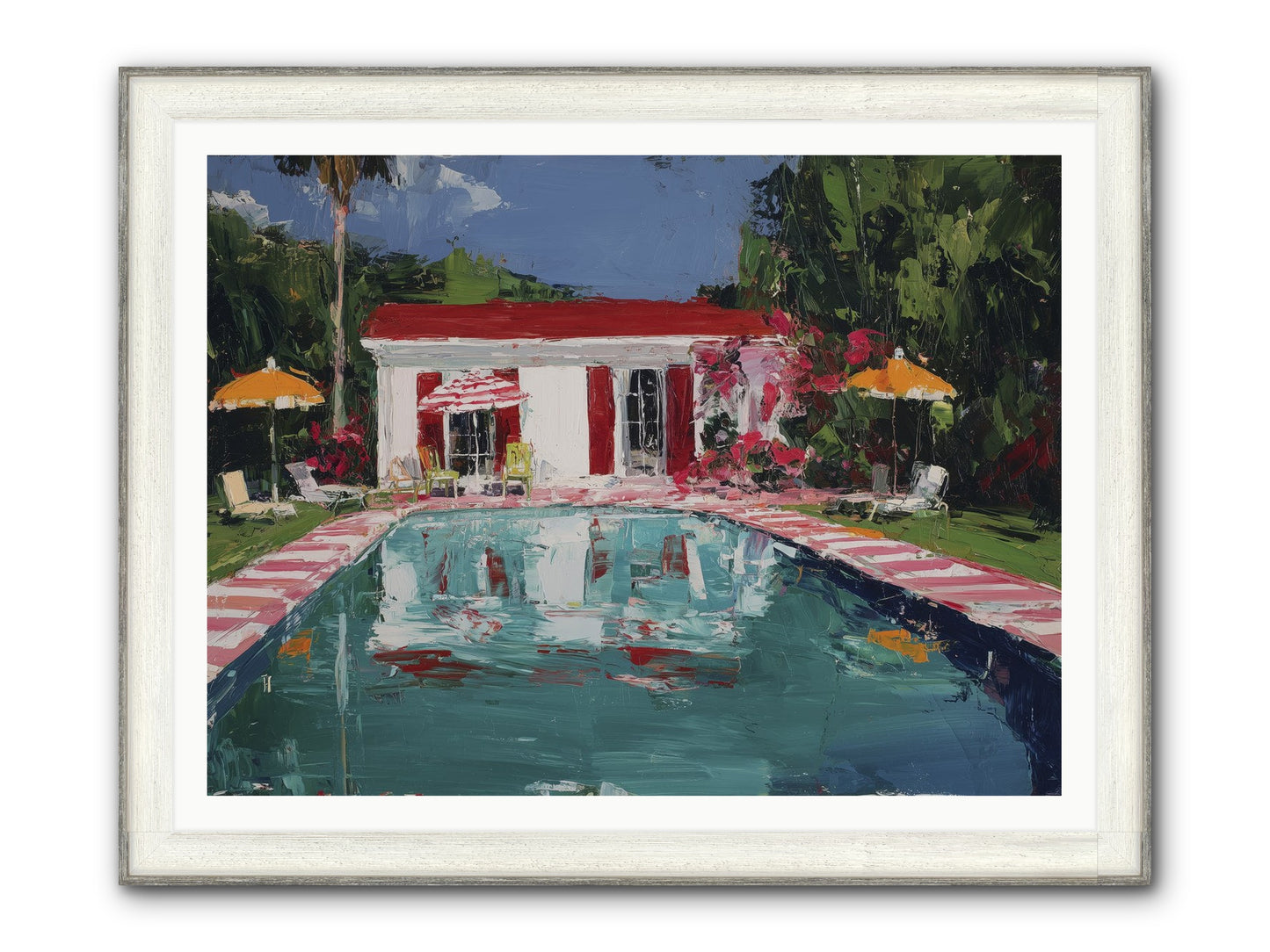 Bordeaux Beach Club Framed Print - Driftwood White 48x36