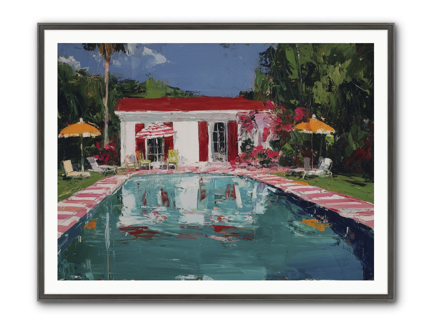 Bordeaux Beach Club Framed Print - Slimwoods Black/Silver 48x36