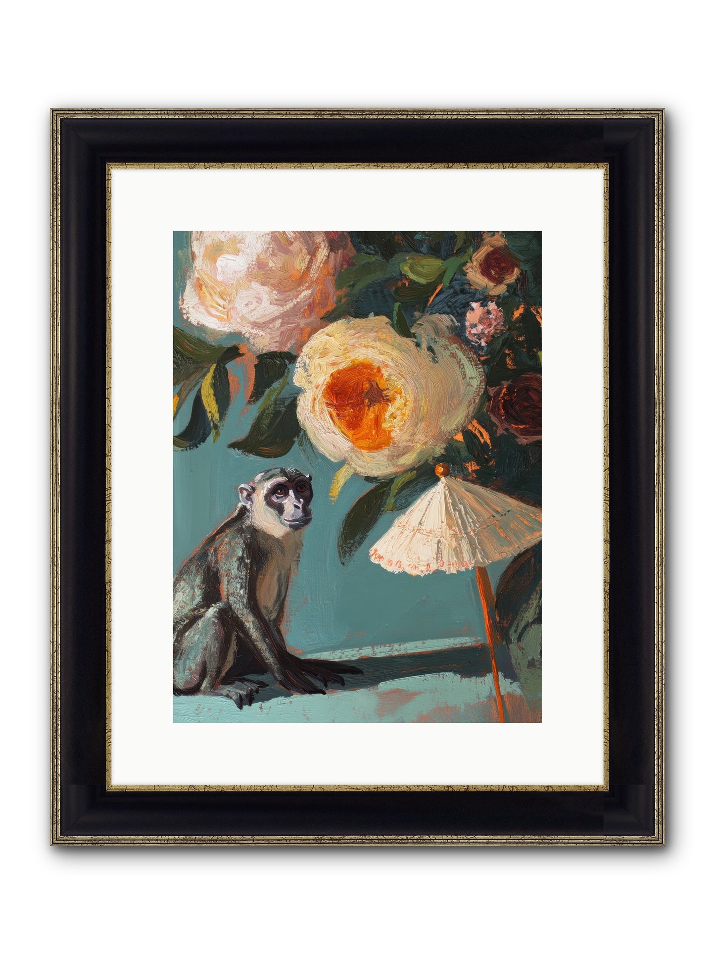 Botanical Charmer Framed Print - Black & Gold 12x16