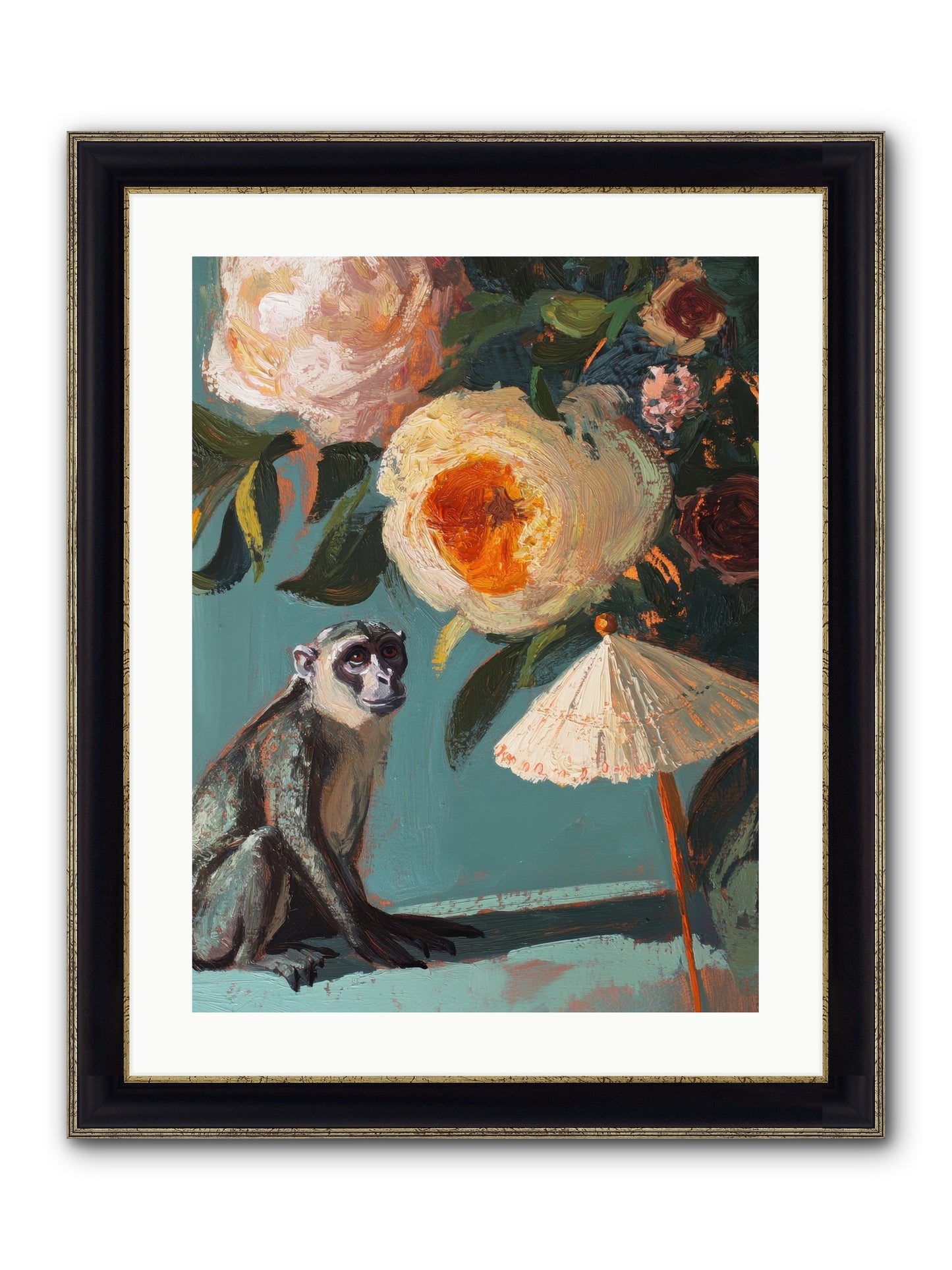 Botanical Charmer Framed Print - Black & Gold 18x24