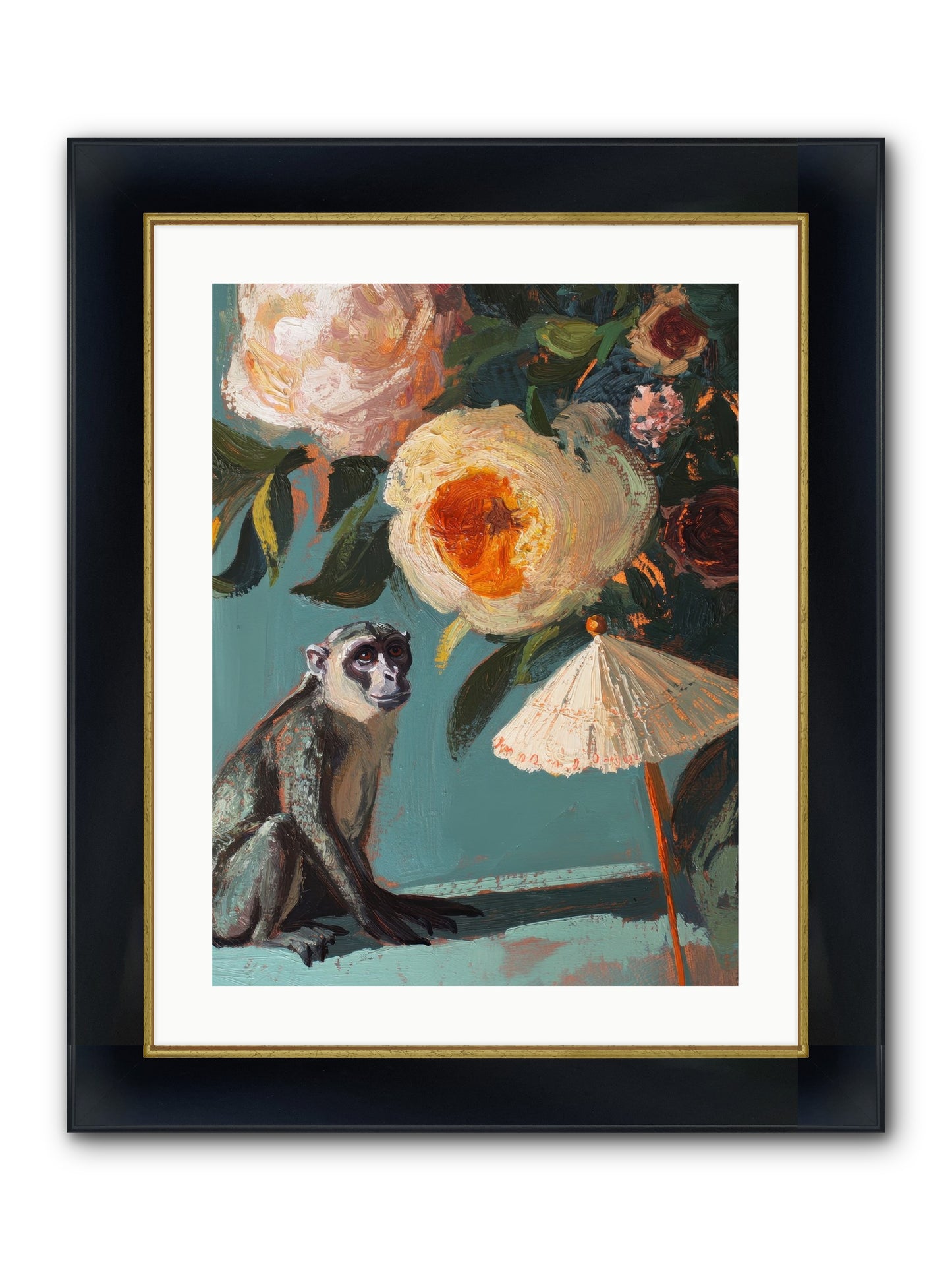 Botanical Charmer Framed Print - Wide Black w/Gold 18x24