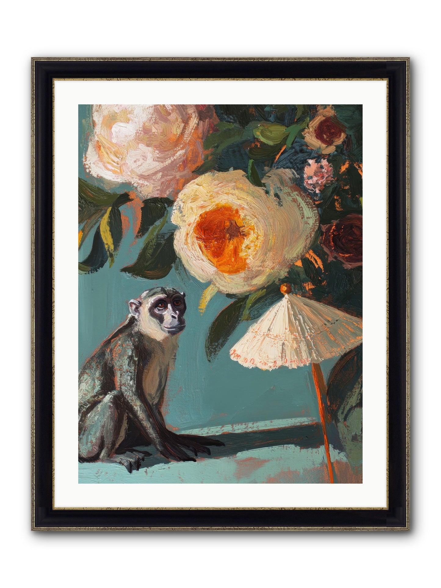 Botanical Charmer Framed Print - Black & Gold 24x32