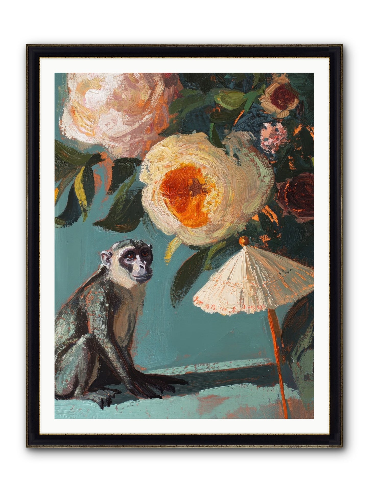 Botanical Charmer Framed Print - Black & Gold 36x48
