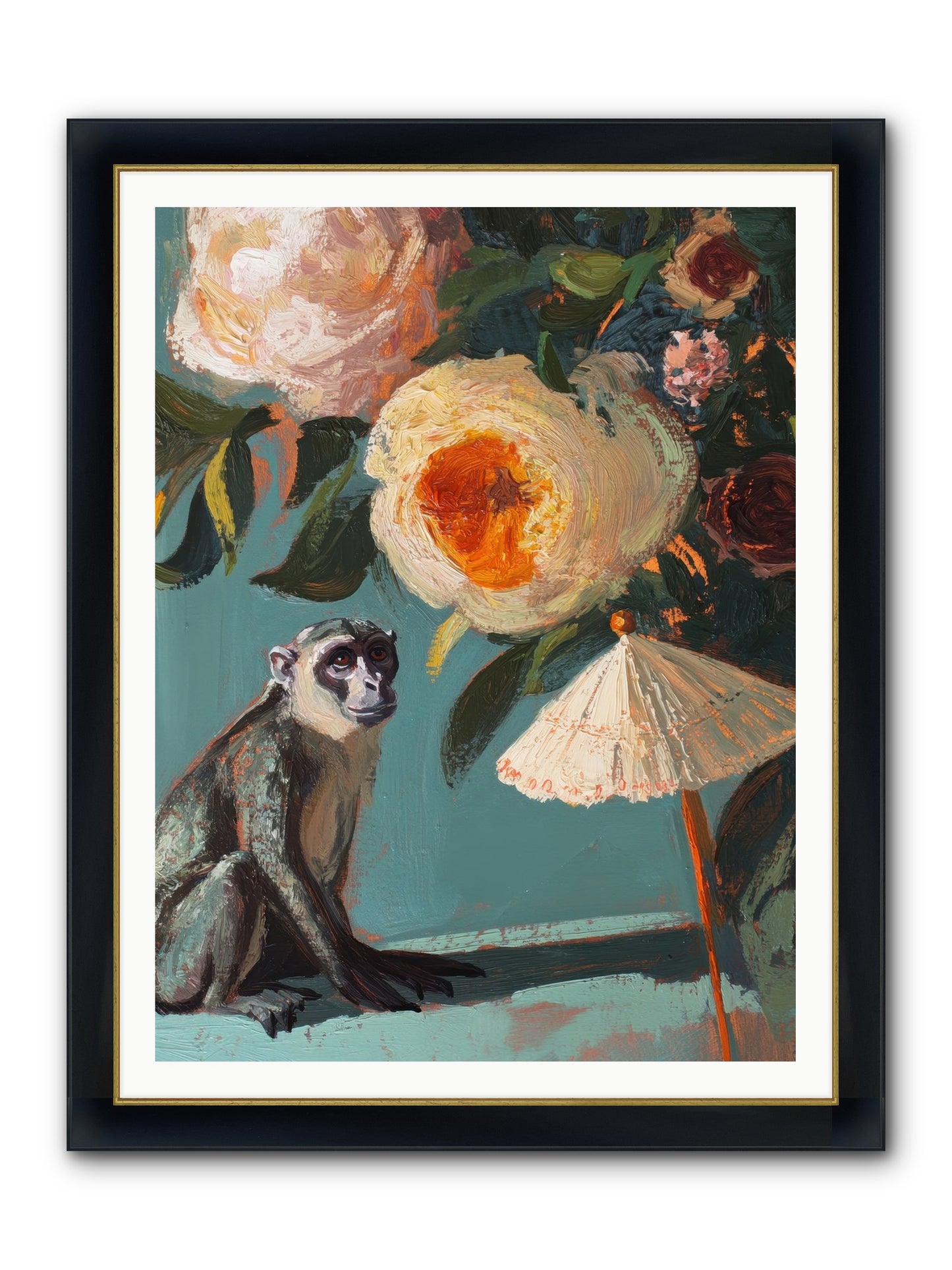 Botanical Charmer Framed Print - Wide Black w/Gold 36x48