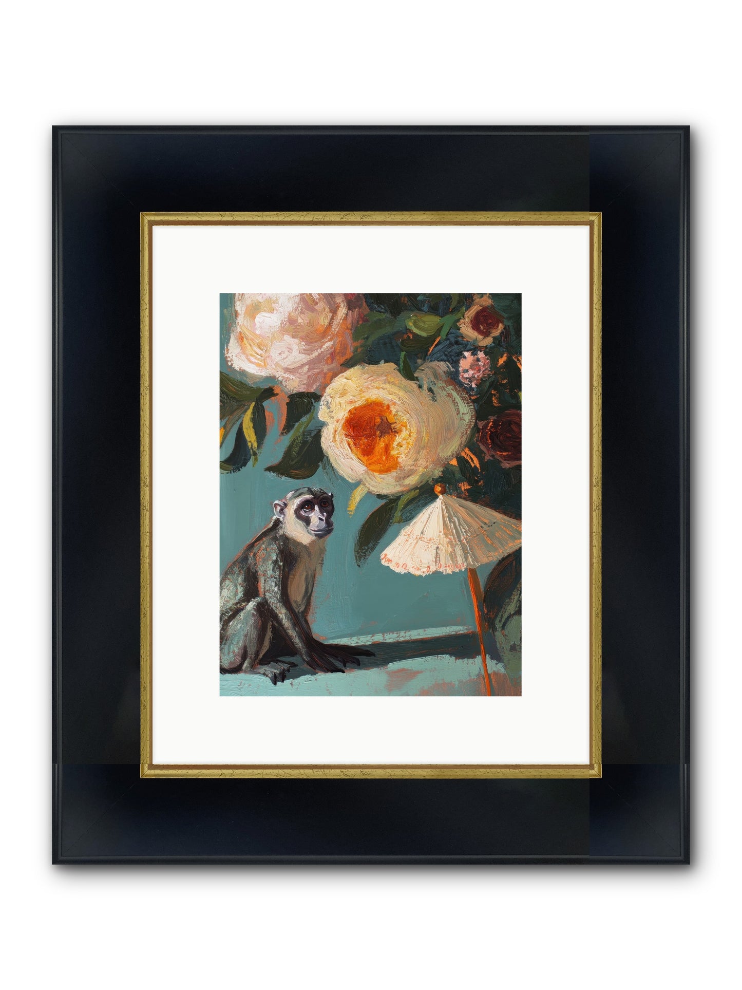 Botanical Charmer Framed Print - Wide Black w/Gold 9x12