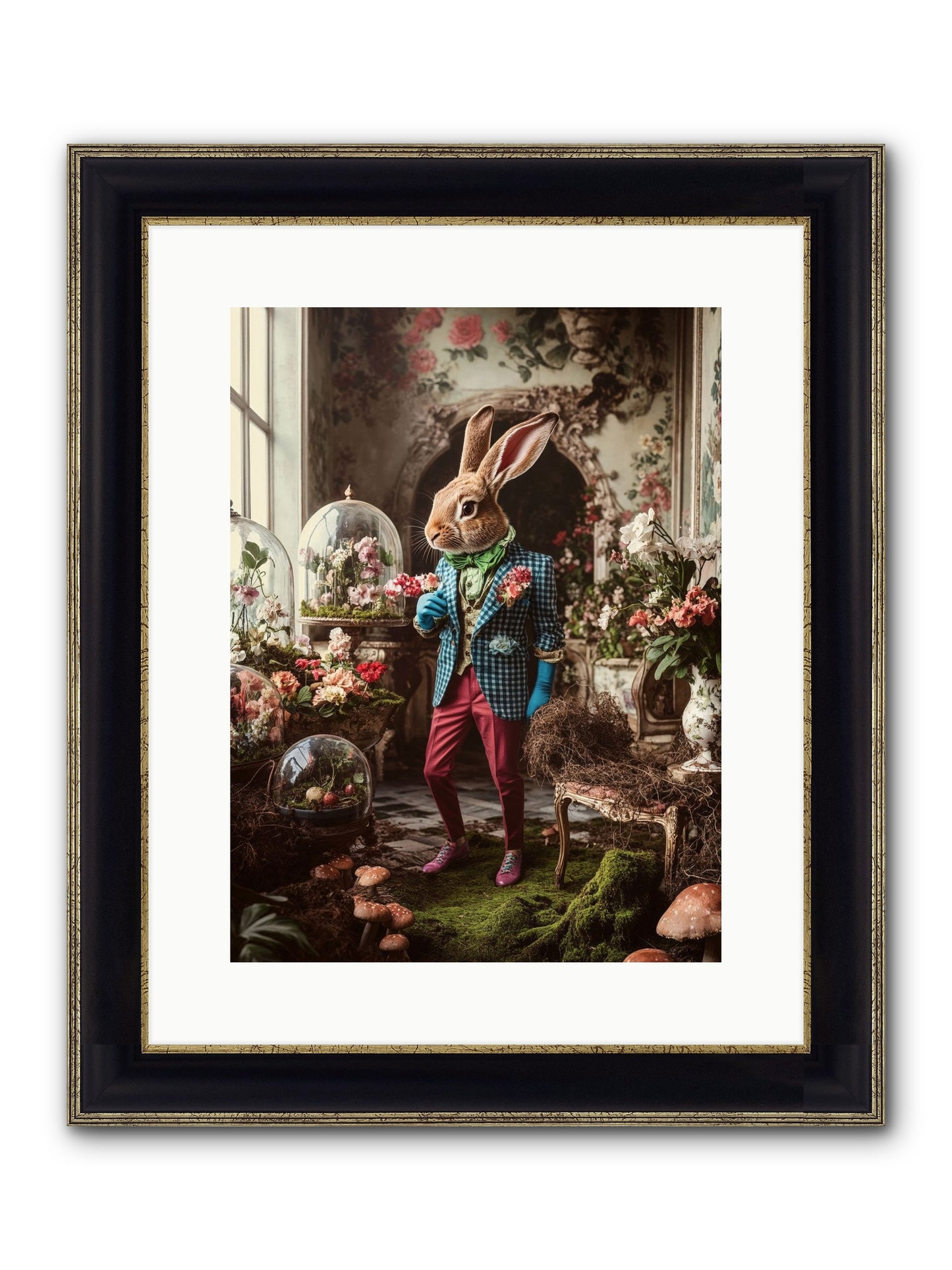 Botanical Love Letters Framed Print - Black & Gold 12x16