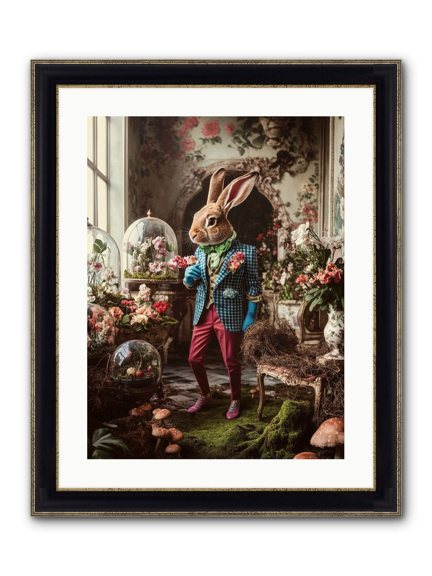 Botanical Love Letters Framed Print - Black & Gold 18x24