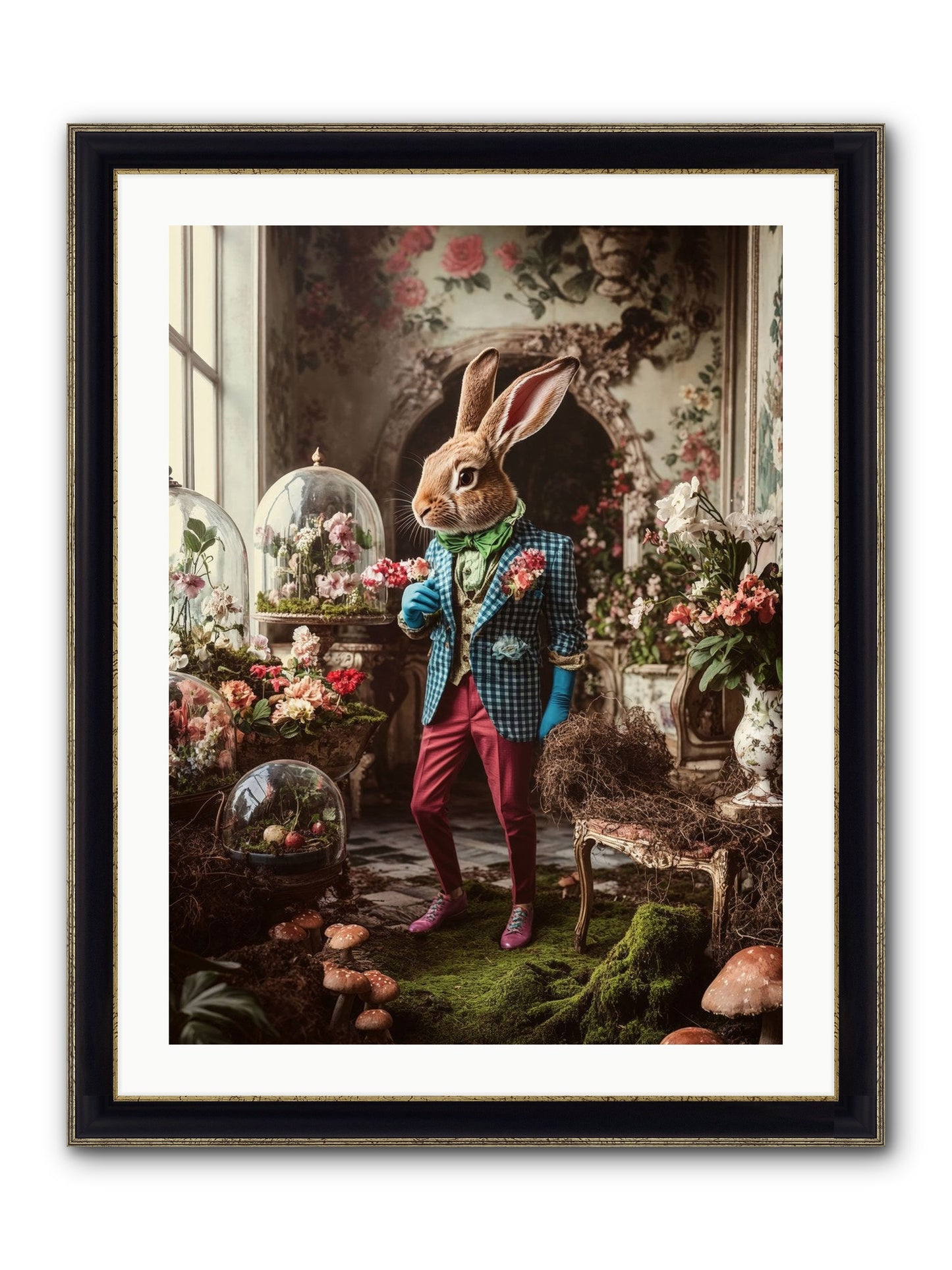 Botanical Love Letters Framed Print - Black & Gold 24x32