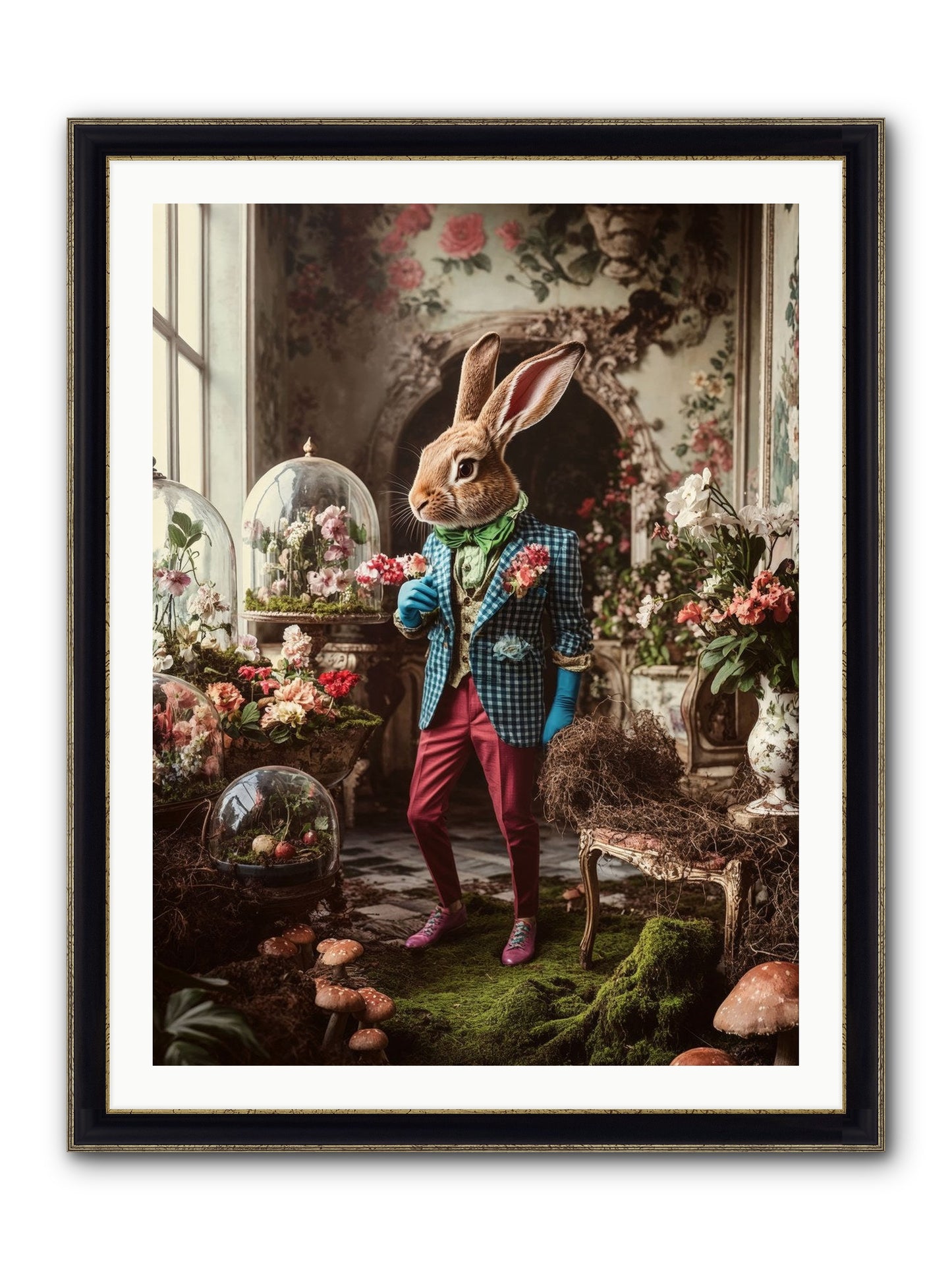 Botanical Love Letters Framed Print - Black & Gold 30x40