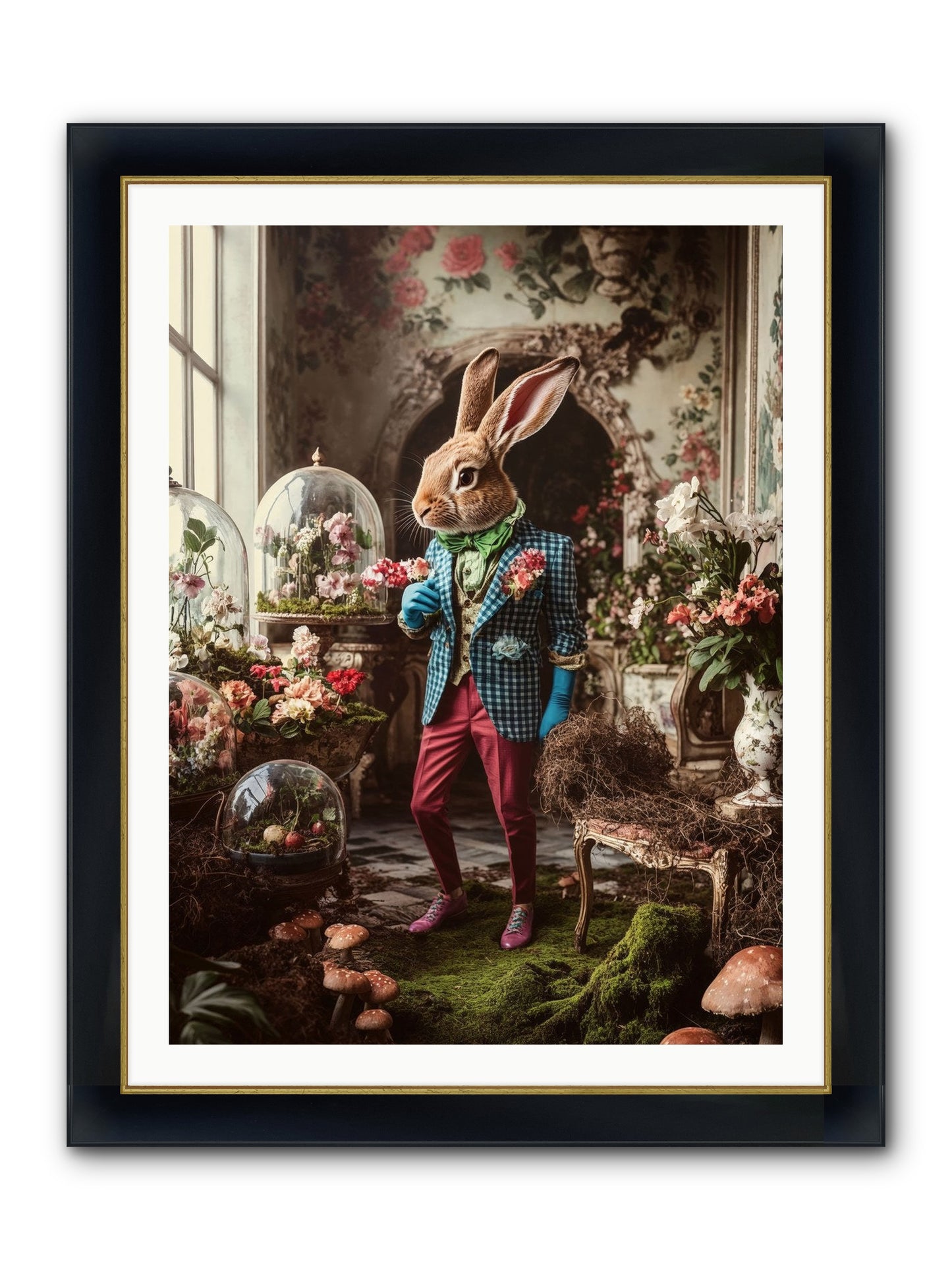 Botanical Love Letters Framed Print - Wide Black w/Gold 30x40