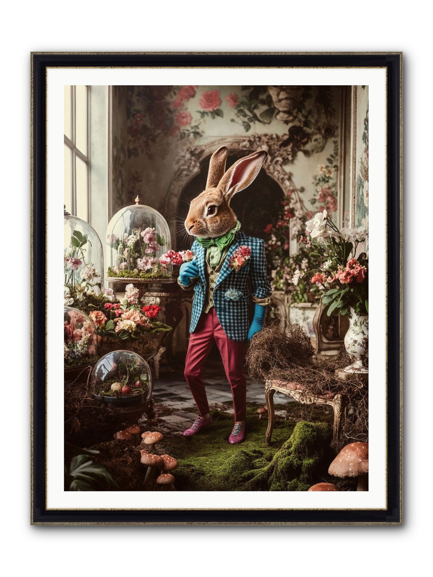 Botanical Love Letters Framed Print - Black & Gold 36x48
