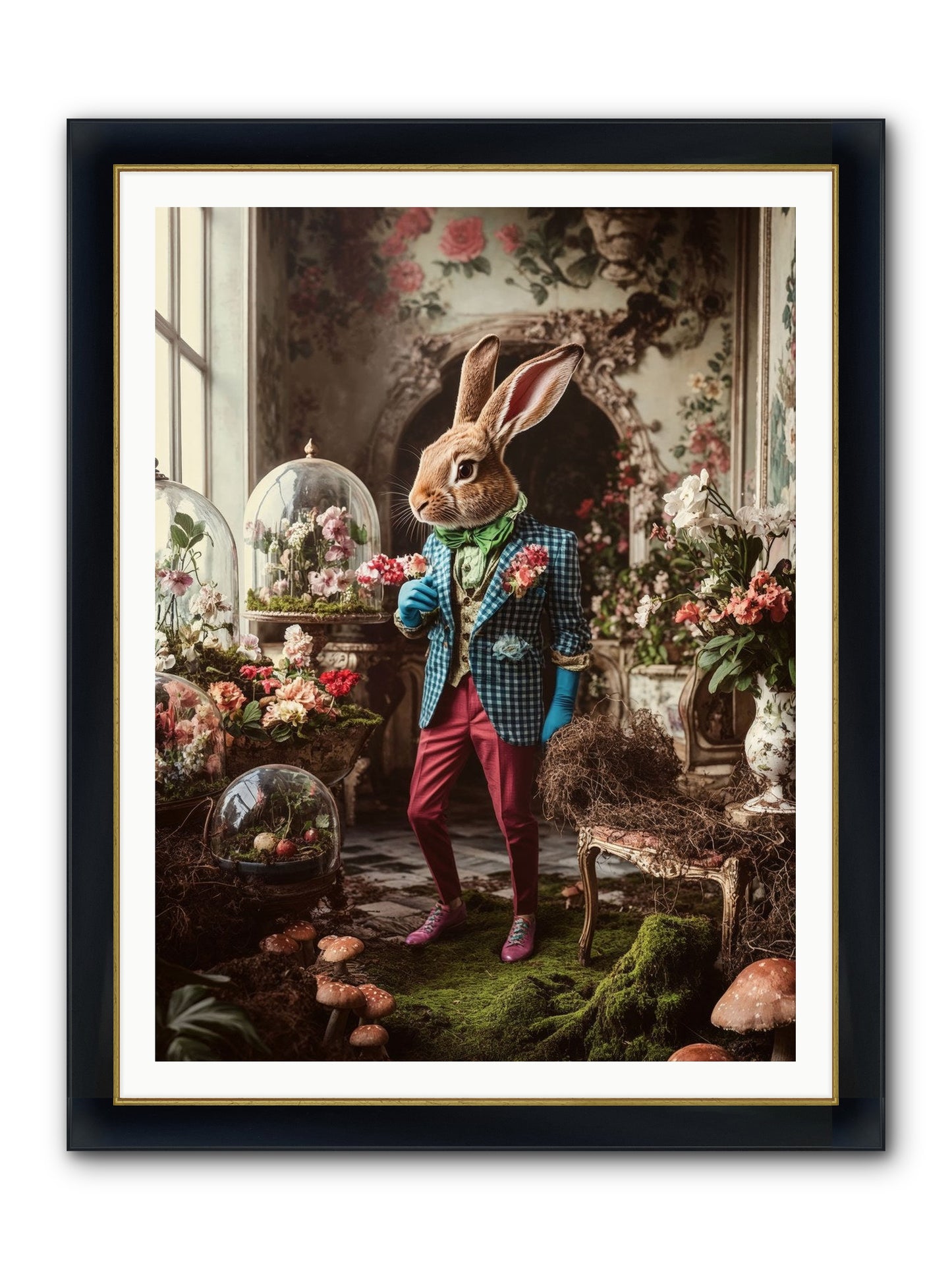Botanical Love Letters Framed Print - Wide Black w/Gold 36x48