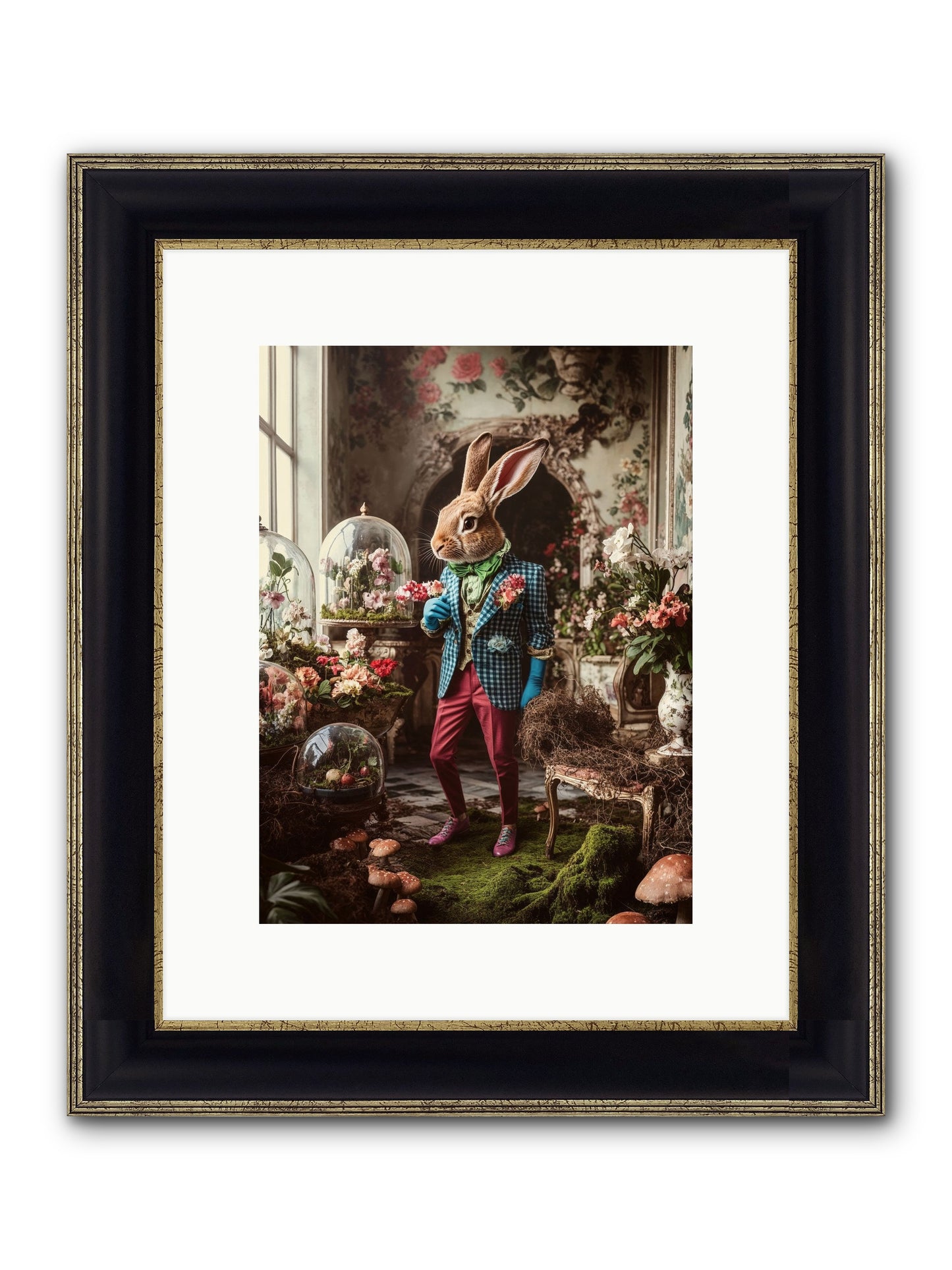Botanical Love Letters Framed Print - Black & Gold 9x12