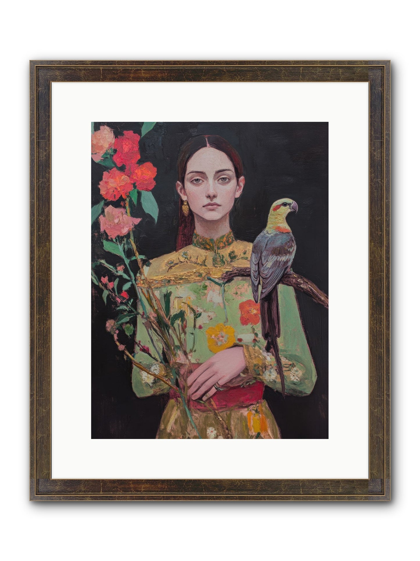 Botanical Whispers Framed Print - Slimwoods Black/Gold 12x16