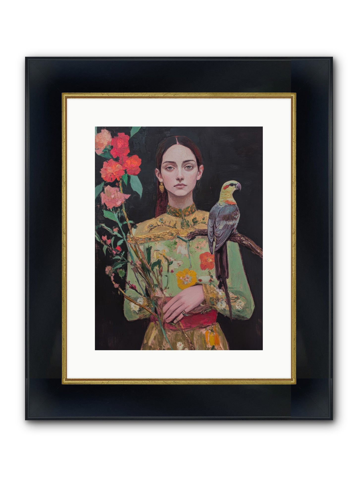 Botanical Whispers Framed Print - Wide Black w/Gold 12x16
