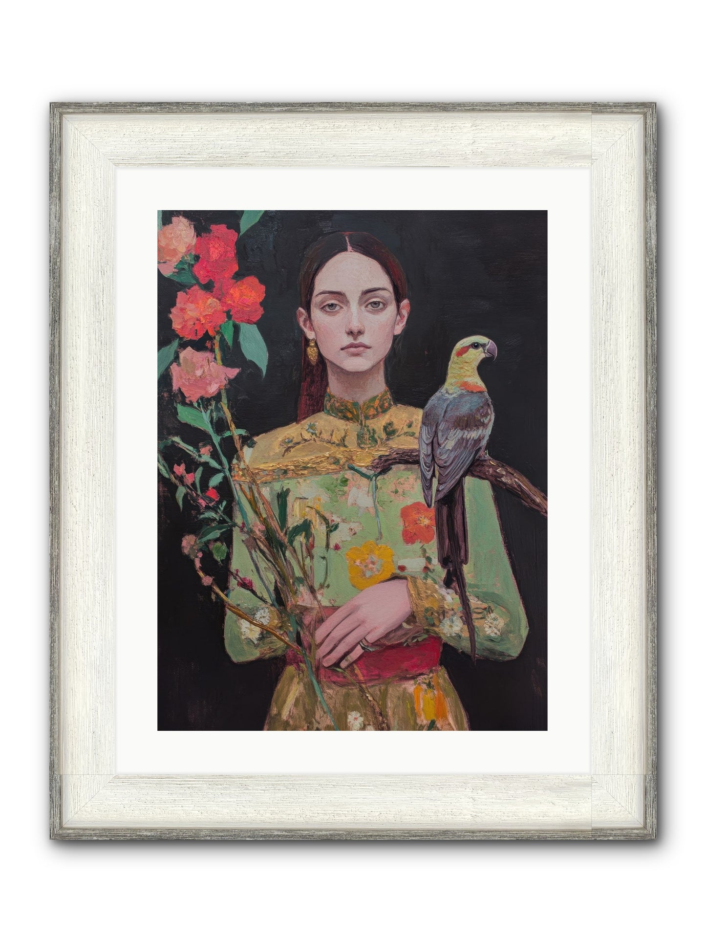 Botanical Whispers Framed Print - Driftwood White 18x24
