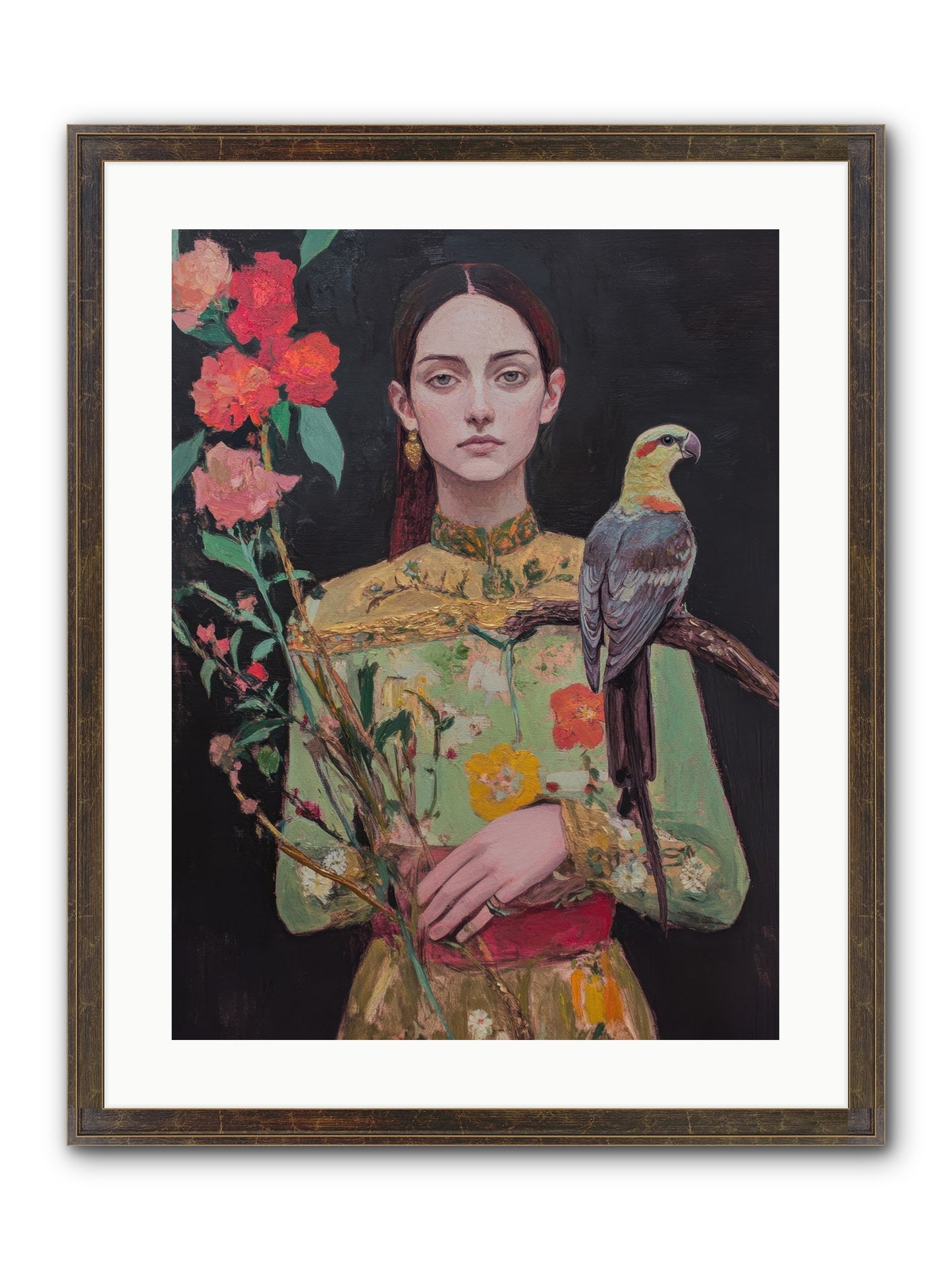 Botanical Whispers Framed Print - Slimwoods Black/Gold 18x24