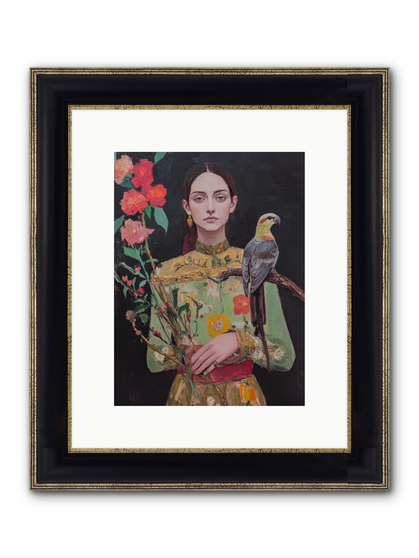 Botanical Whispers Framed Print - Black & Gold 9x12