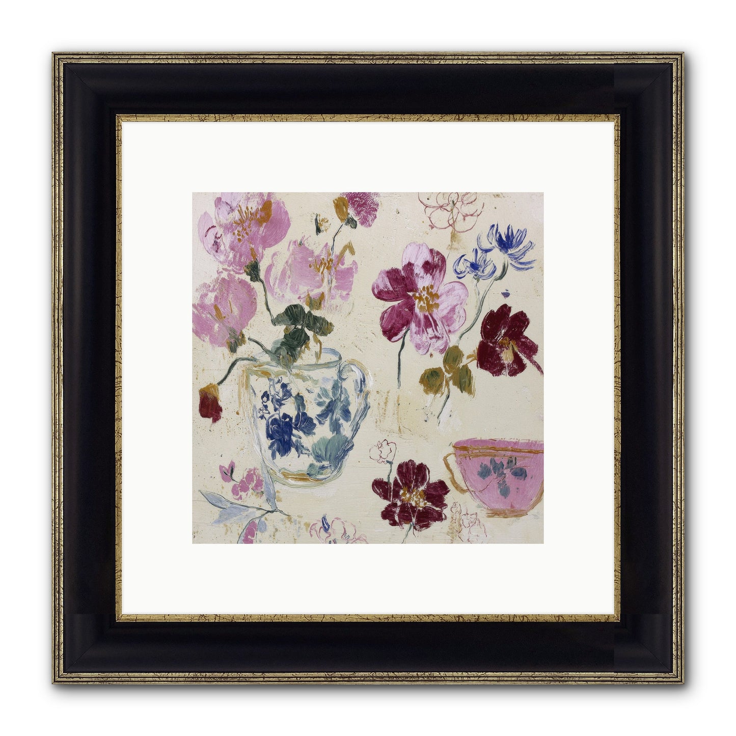 Botany Beloved Framed Print - Black & Gold 10x10