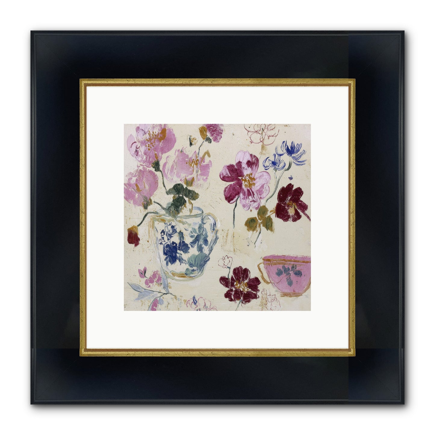 Botany Beloved Framed Print - Wide Black w/Gold 10x10
