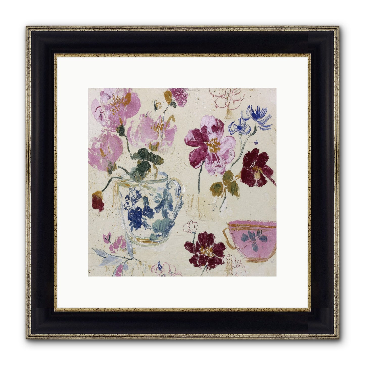 Botany Beloved Framed Print - Black & Gold 12x12