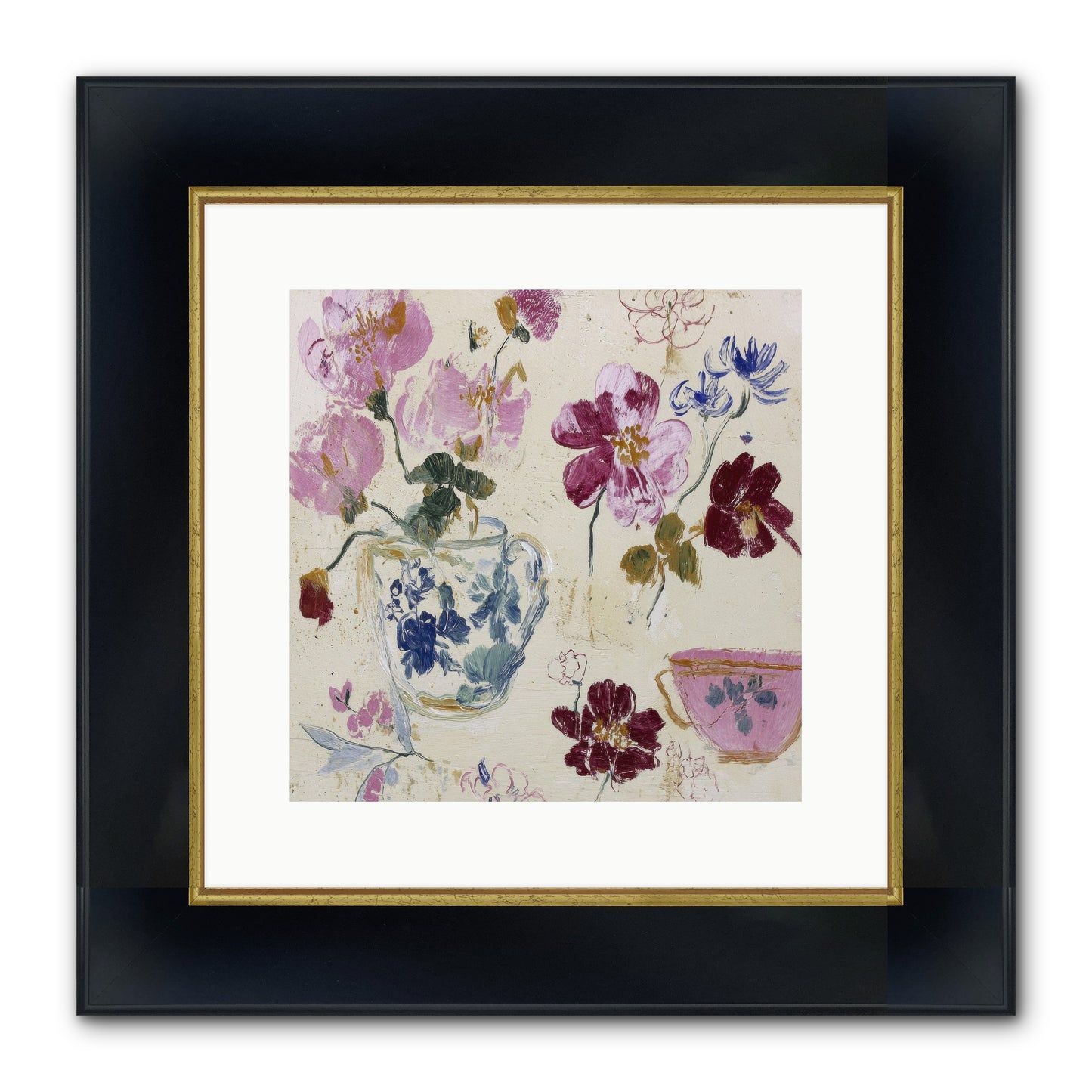 Botany Beloved Framed Print - Wide Black w/Gold 12x12