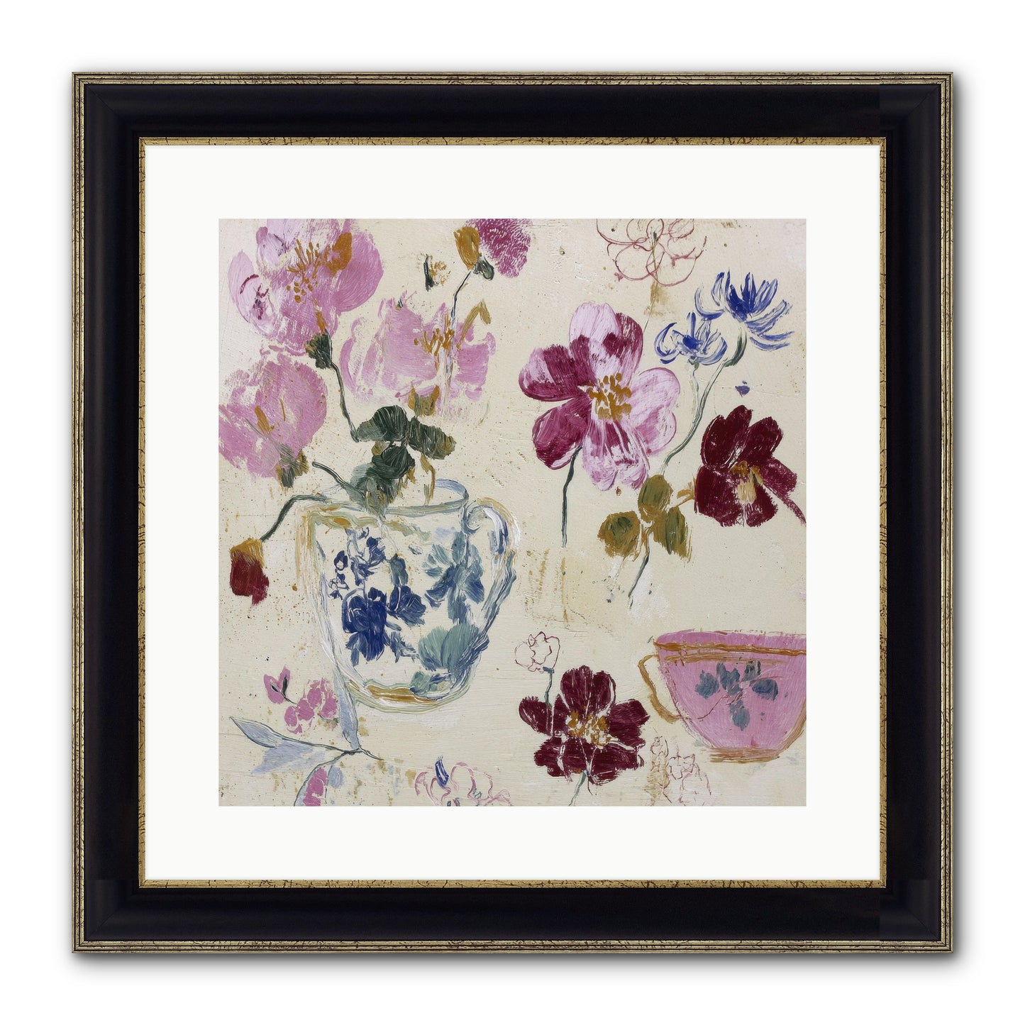 Botany Beloved Framed Print - Black & Gold 16x16