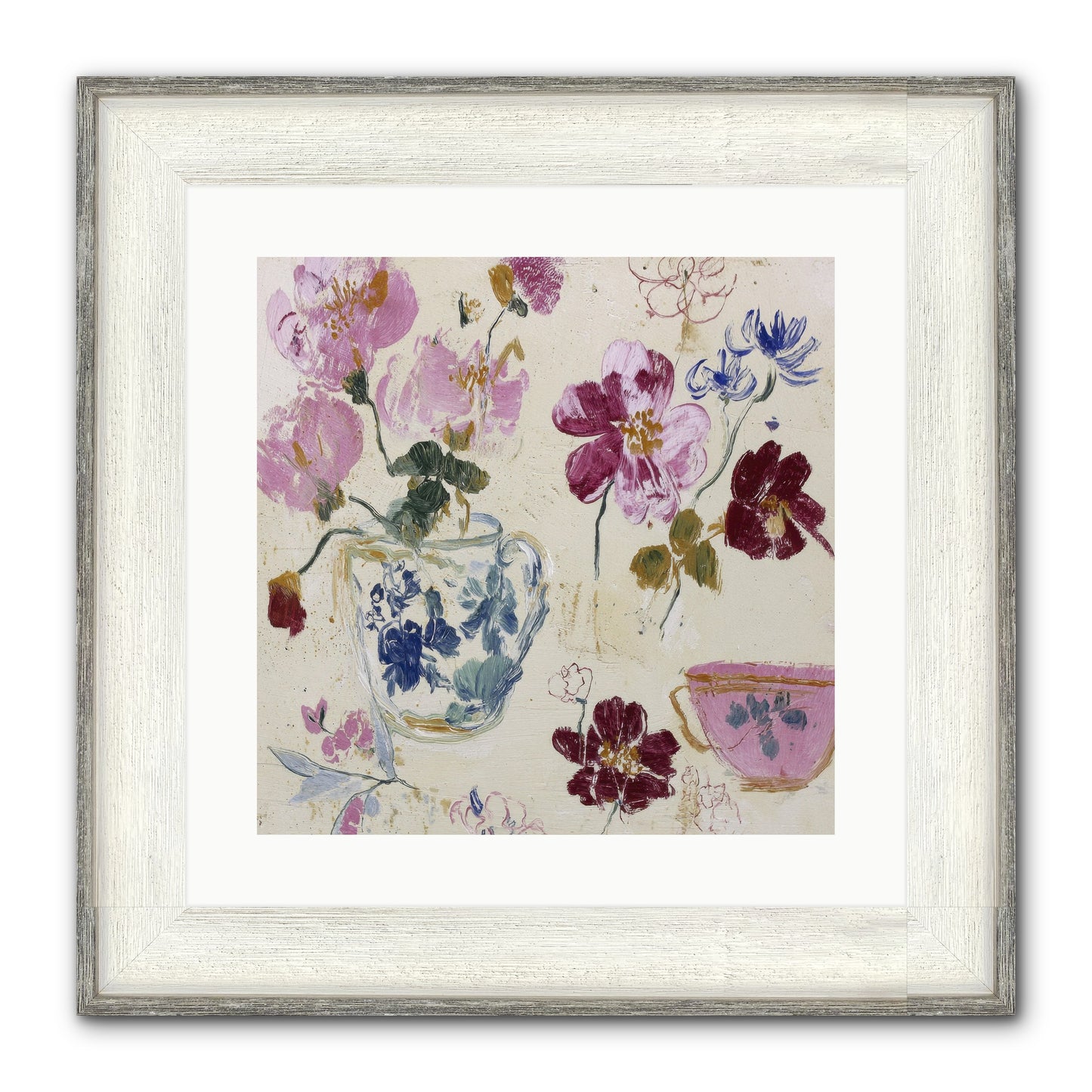 Botany Beloved Framed Print - Driftwood White 16x16