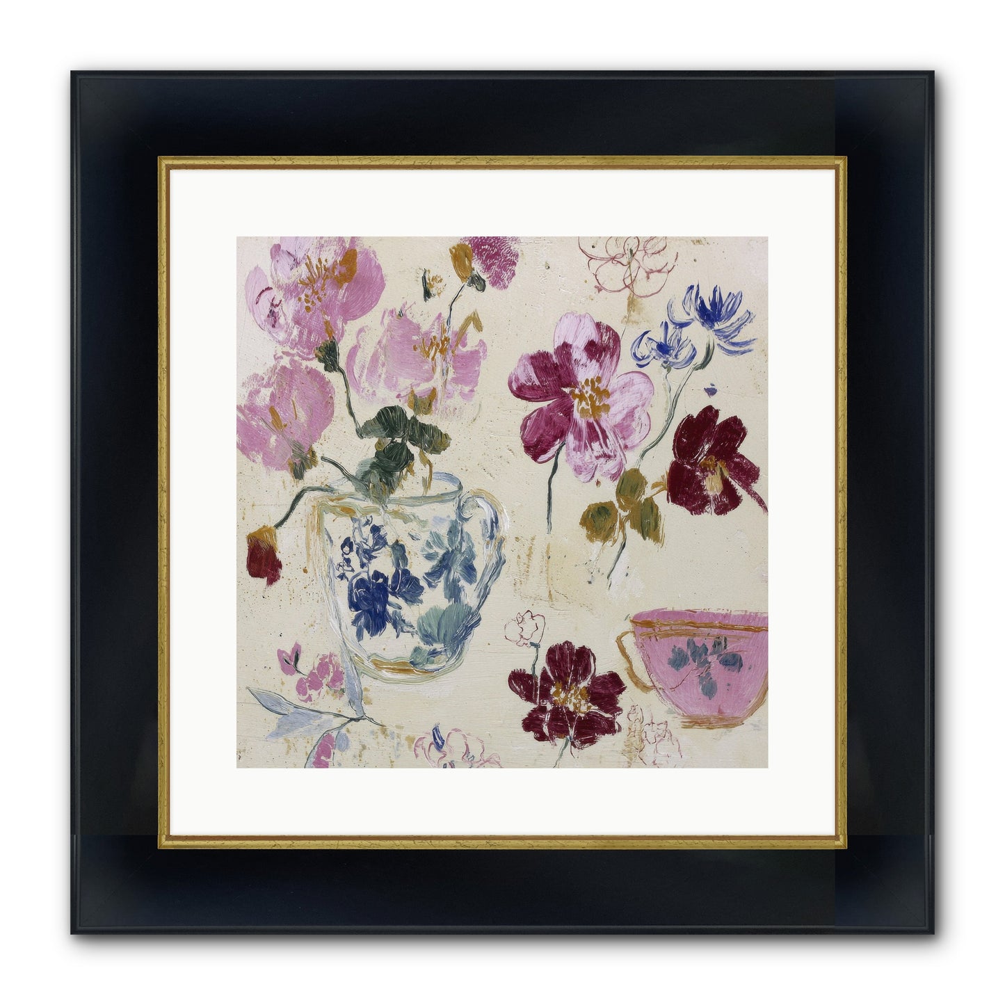 Botany Beloved Framed Print - Wide Black w/Gold 16x16