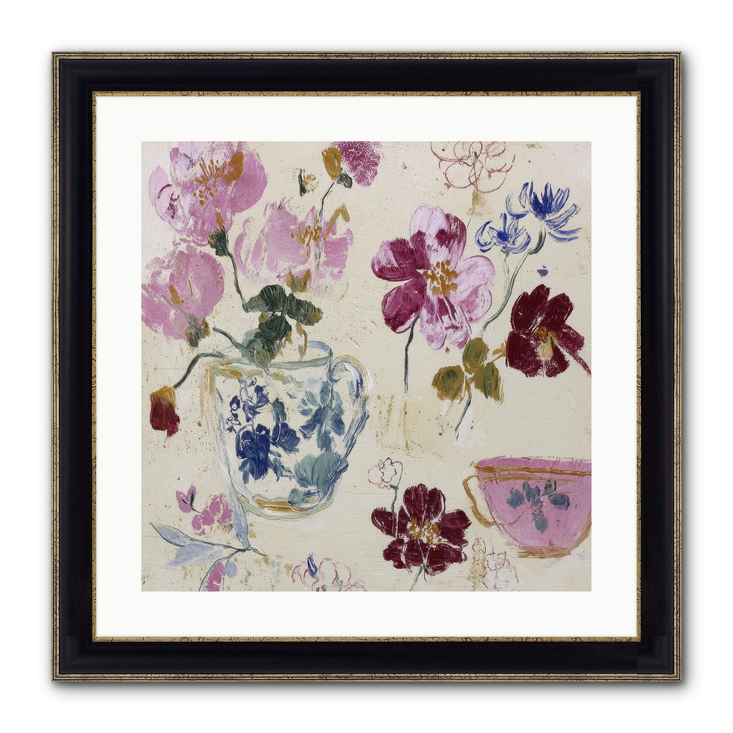 Botany Beloved Framed Print - Black & Gold 20x20