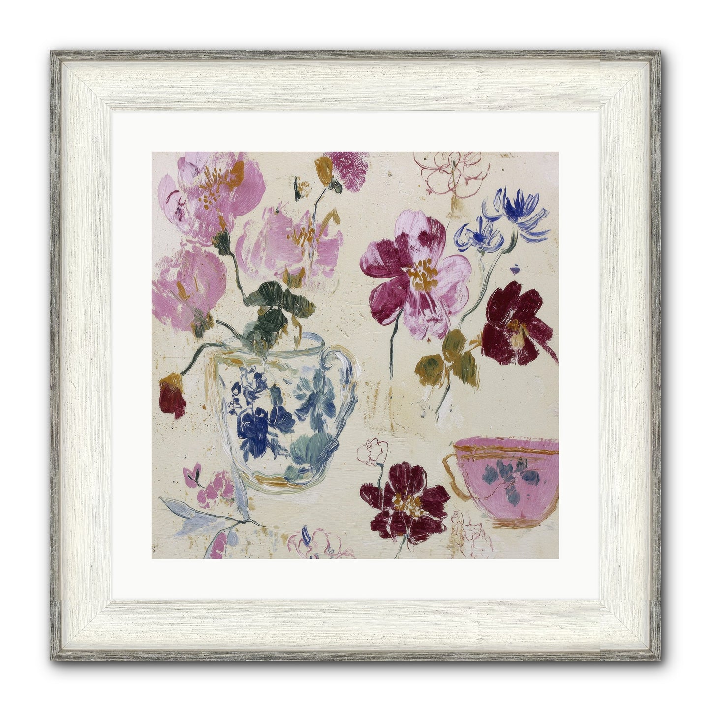 Botany Beloved Framed Print - Driftwood White 20x20
