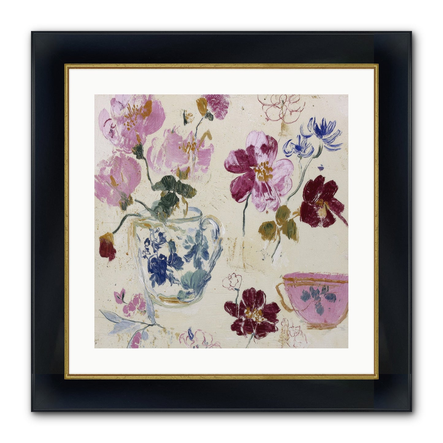Botany Beloved Framed Print - Wide Black w/Gold 20x20