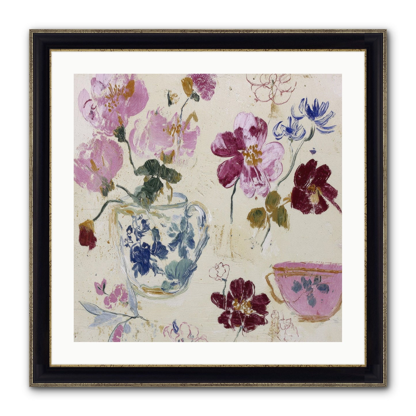 Botany Beloved Framed Print - Black & Gold 24x24