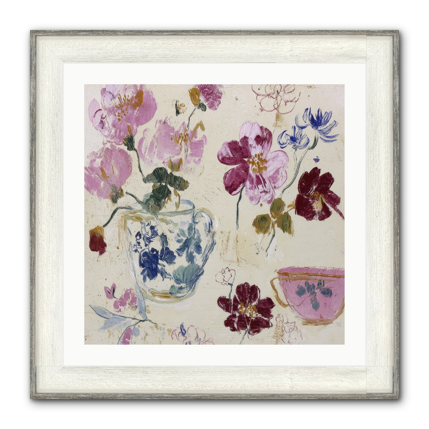 Botany Beloved Framed Print - Driftwood White 24x24