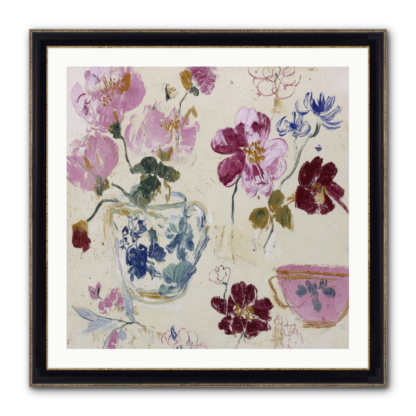 Botany Beloved Framed Print - Black & Gold 30x30