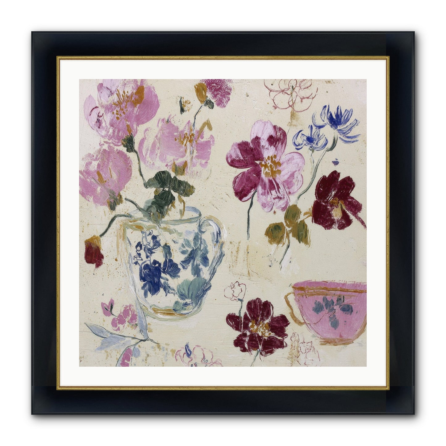 Botany Beloved Framed Print - Wide Black w/Gold 30x30