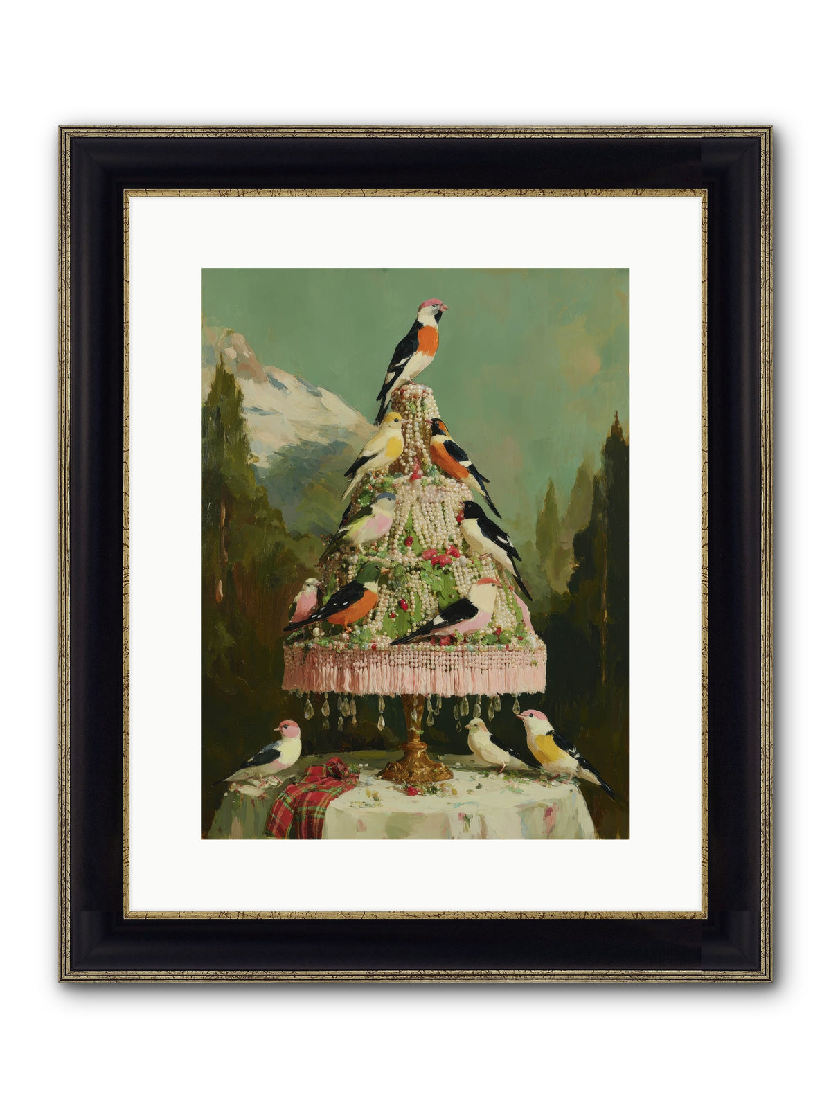 Boughs & Winter Songs Framed Print - Black & Gold 12x16