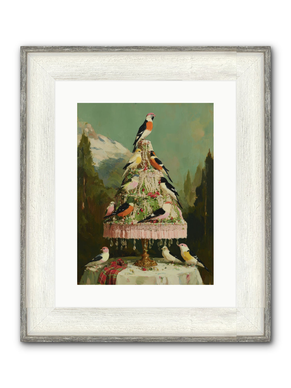 Boughs & Winter Songs Framed Print - Driftwood White 12x16