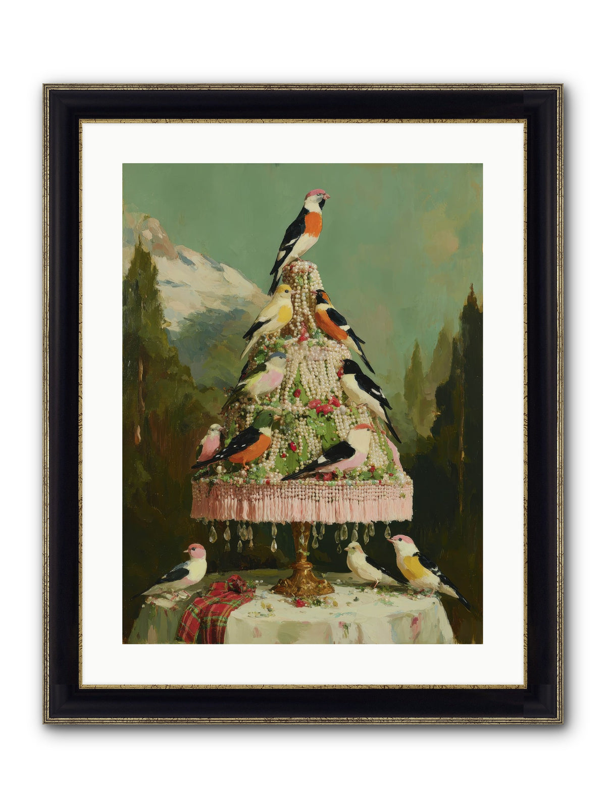 Boughs & Winter Songs Framed Print - Black & Gold 18x24