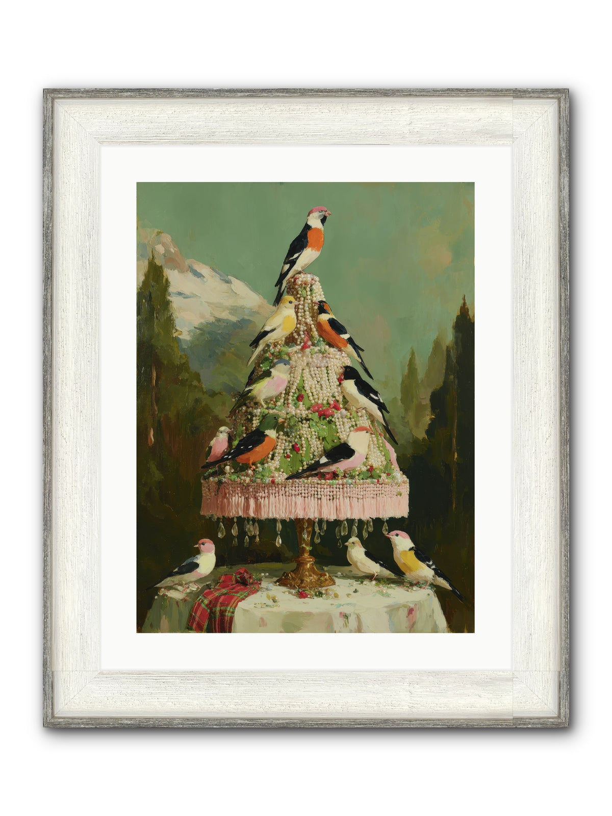Boughs & Winter Songs Framed Print - Driftwood White 18x24