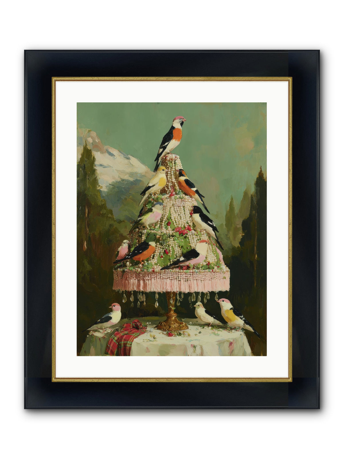 Boughs & Winter Songs Framed Print - Wide Black w/Gold 18x24