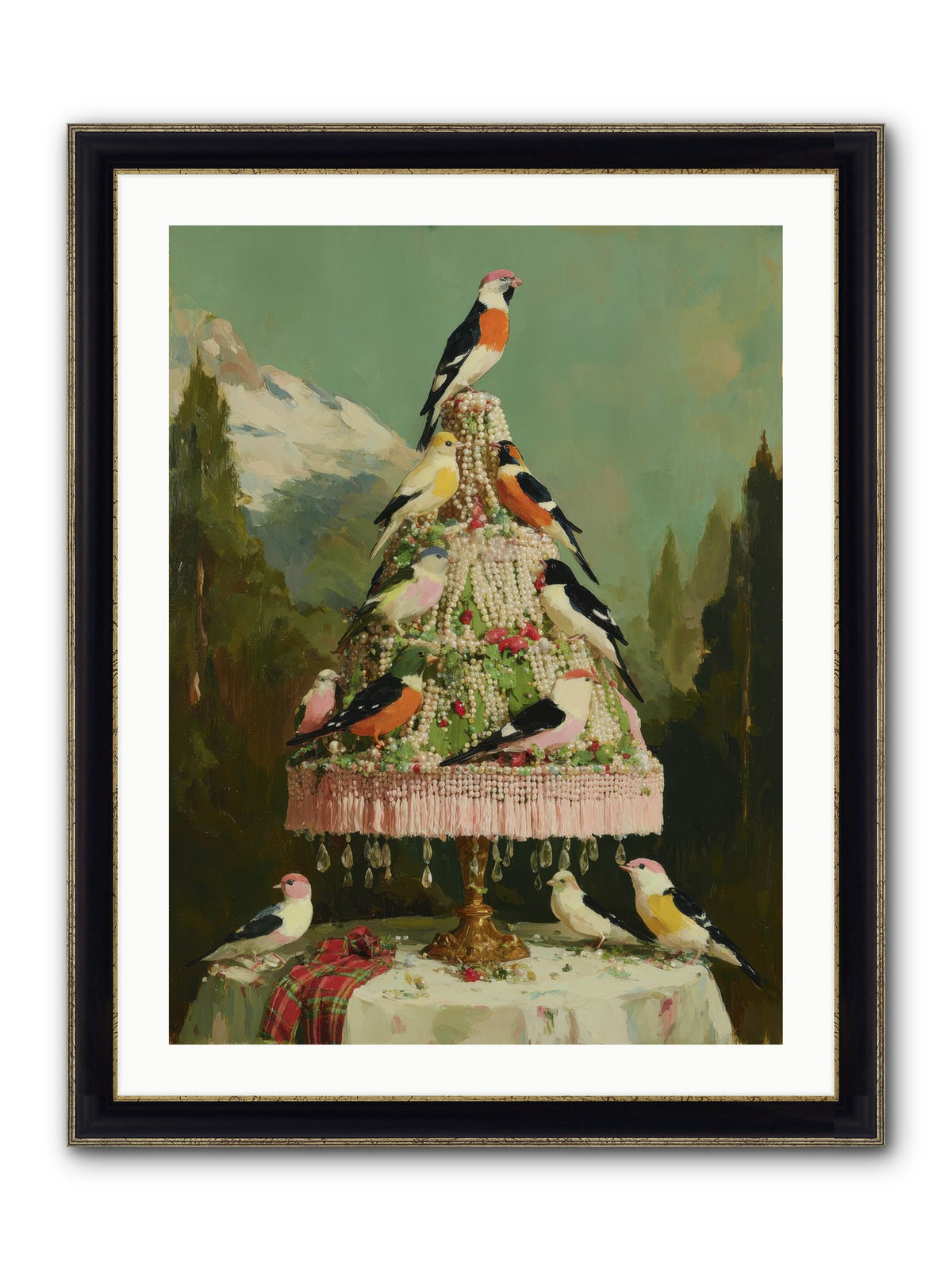 Boughs & Winter Songs Framed Print - Black & Gold 24x32