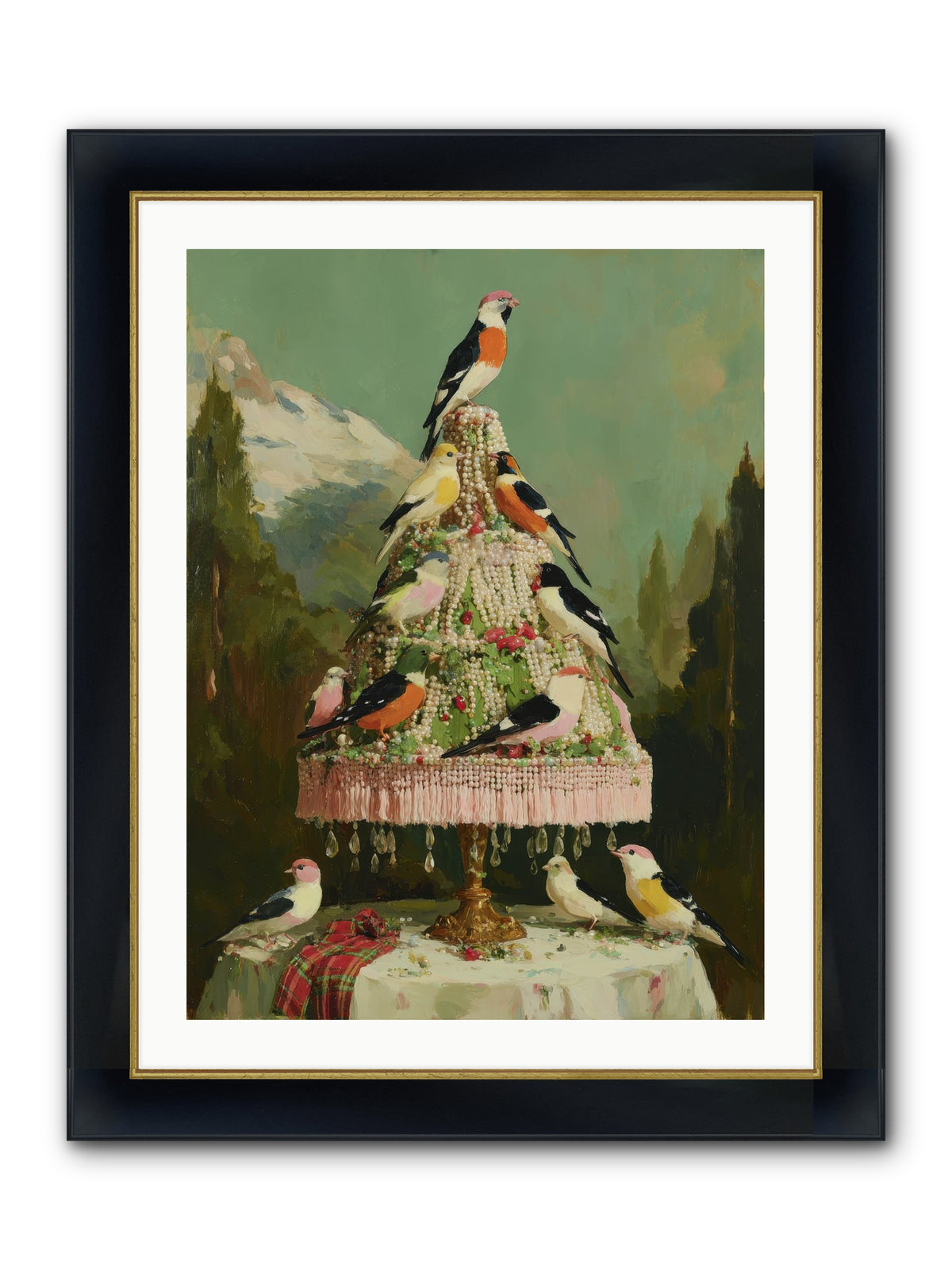 Boughs & Winter Songs Framed Print - Wide Black w/Gold 24x32