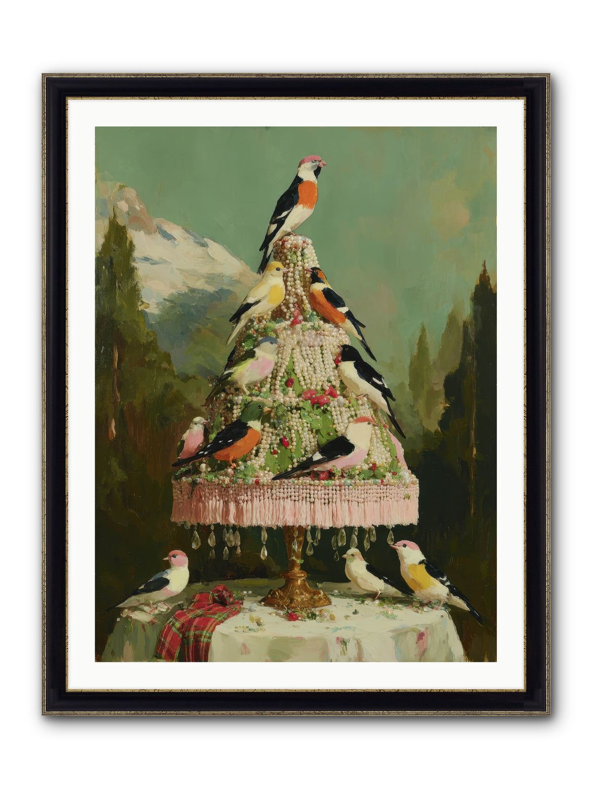 Boughs & Winter Songs Framed Print - Black & Gold 30x40