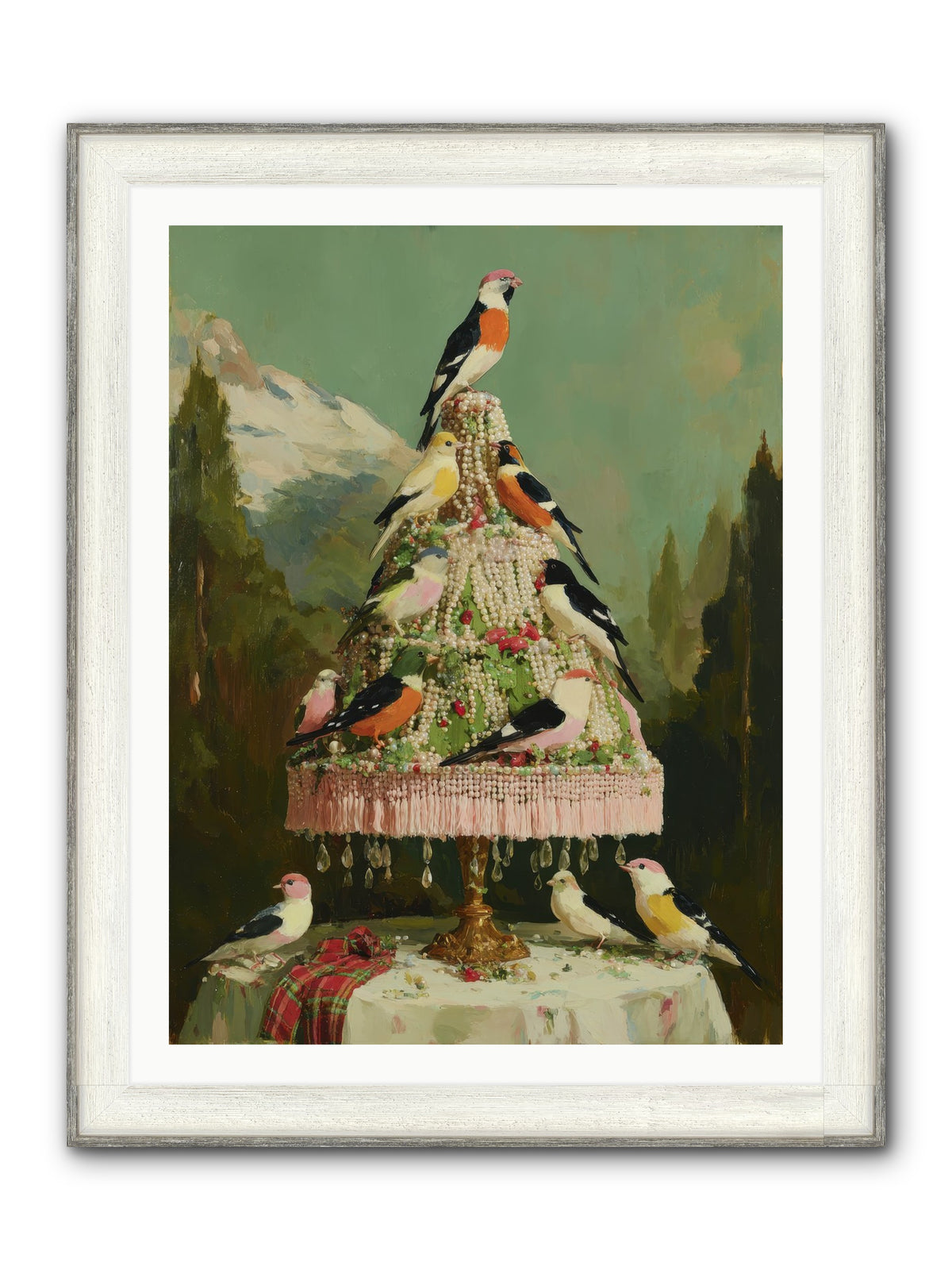 Boughs & Winter Songs Framed Print - Driftwood White 30x40