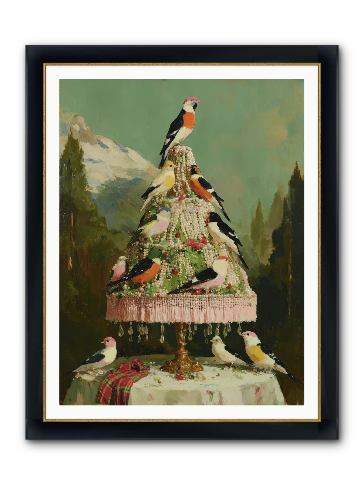 Boughs & Winter Songs Framed Print - Wide Black w/Gold 36x48